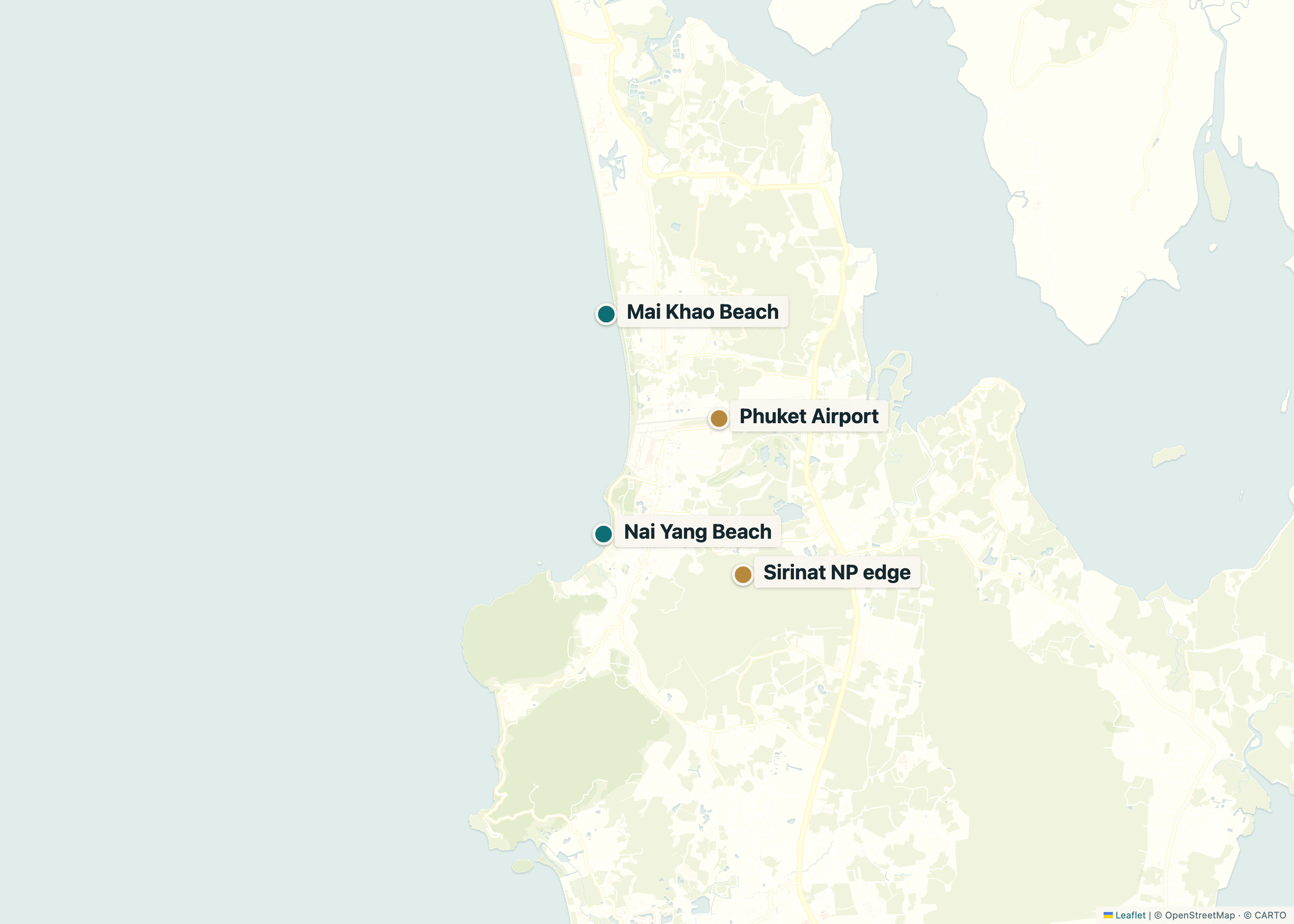 Mai Khao & Nai Yang district map